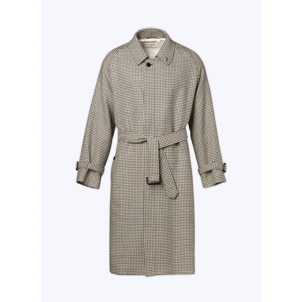 Fursac - Manteau Long À Ceinture En Laine - Noir Et Blanc