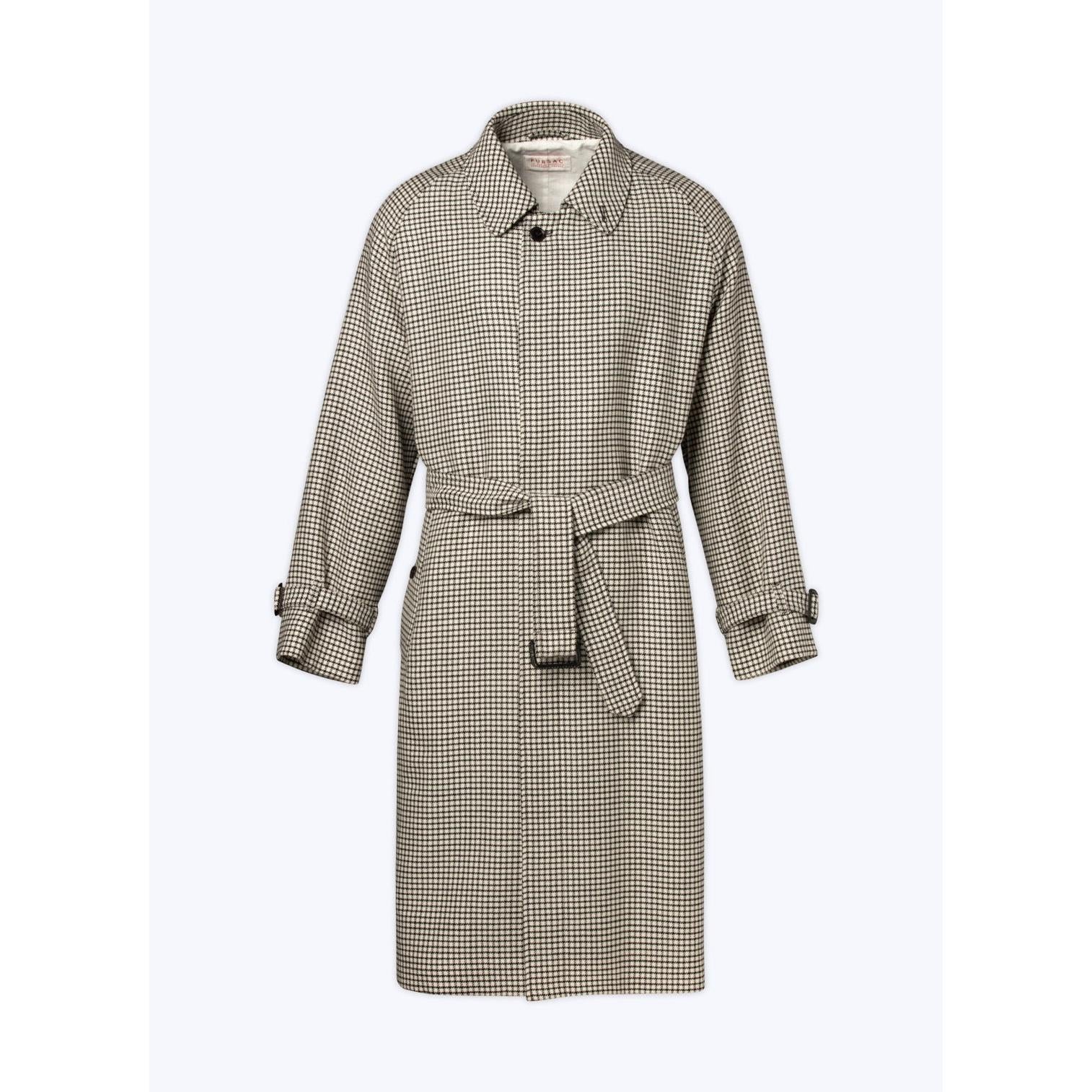 Fursac - Manteau Long À Ceinture En Laine - Noir Et Blanc