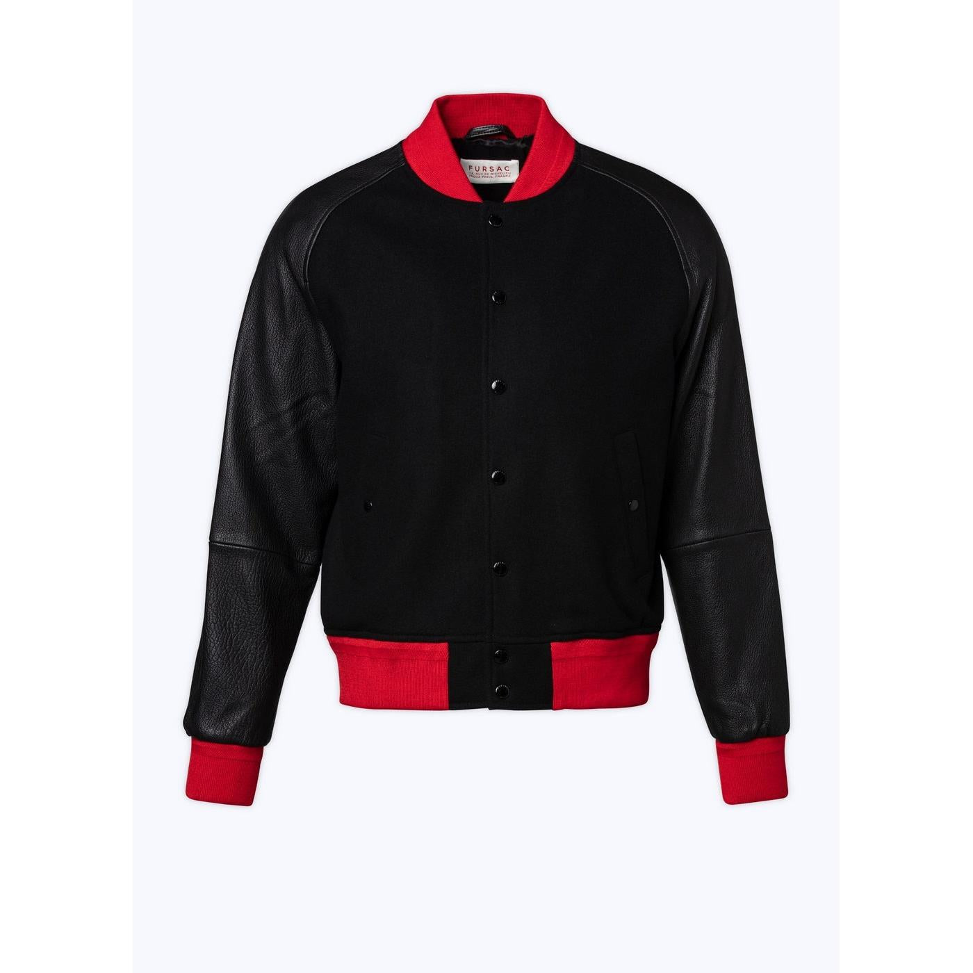 Chaqueta de lana y piel de cordero - Negro