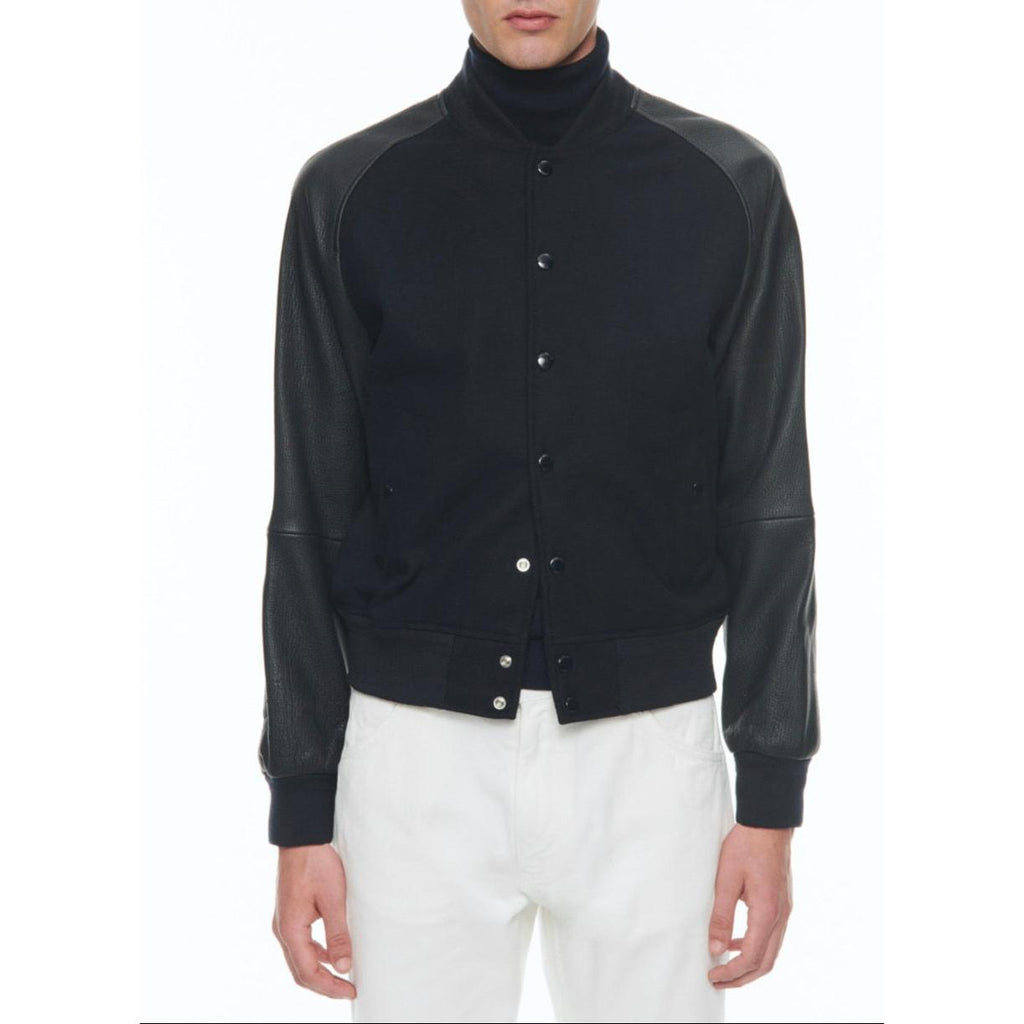 Wool And Lambskin Jacket - Navy