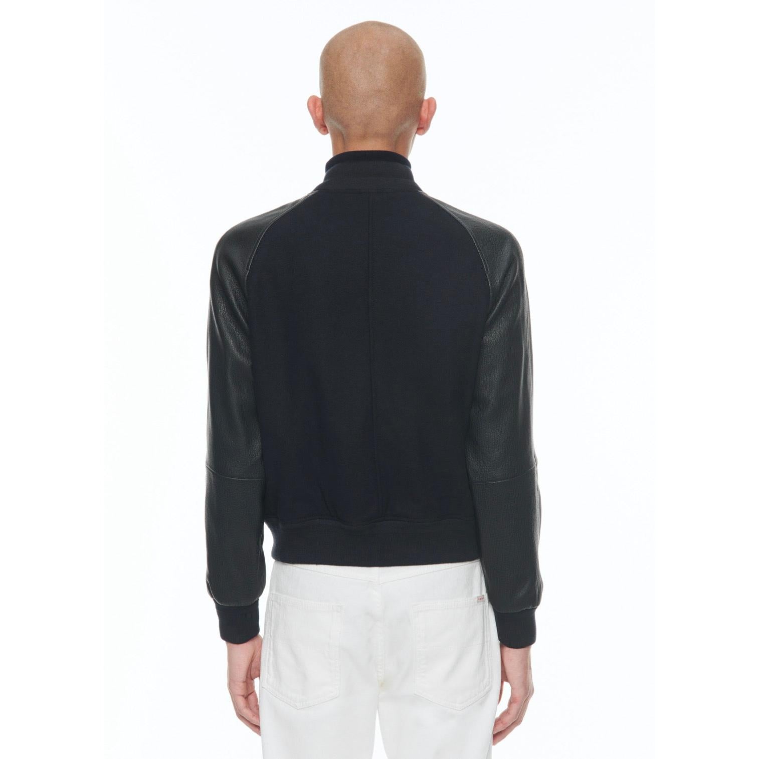 Wool And Lambskin Jacket - Navy