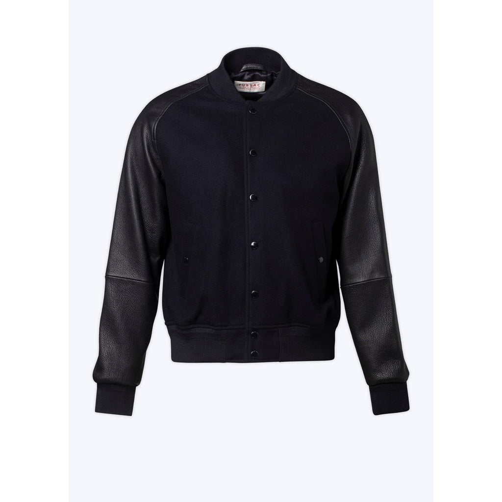Wool And Lambskin Jacket - Navy