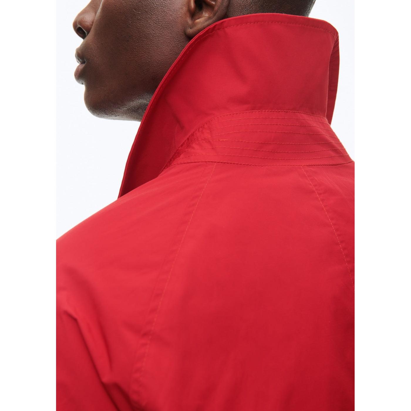 Abrigo con cuello camisero de algodón - Rojo