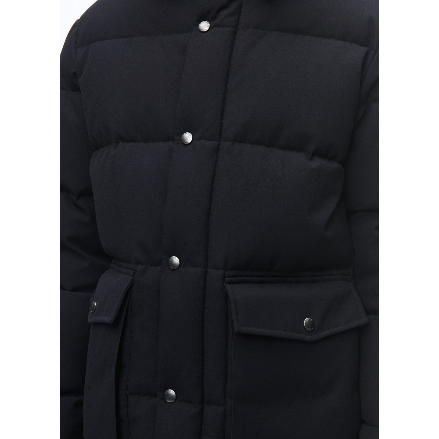 Hooded Down Jacket In Water-Repellent Canvas - Blue