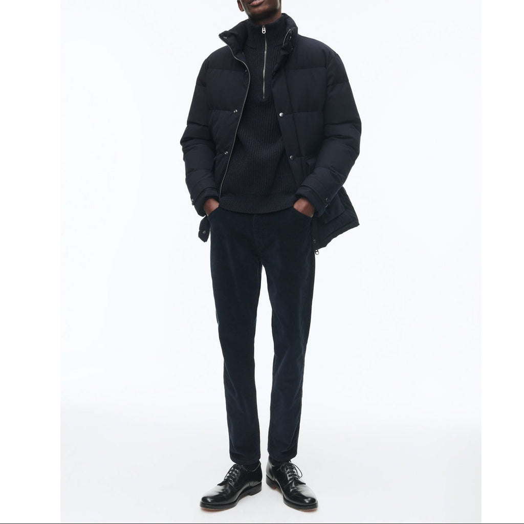 Hooded Down Jacket In Water-Repellent Canvas - Blue