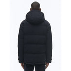 Hooded Down Jacket In Water-Repellent Canvas - Blue