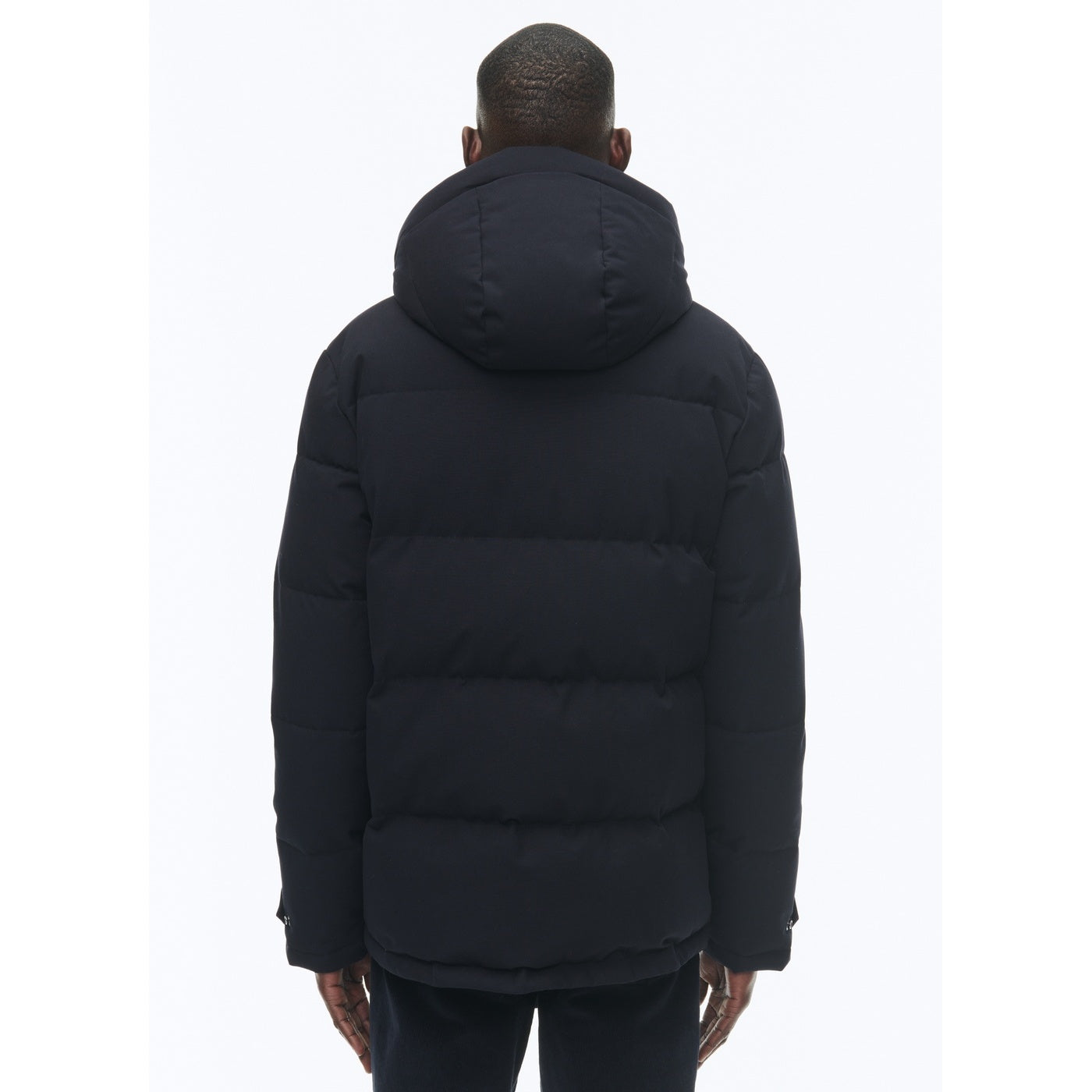 Hooded Down Jacket In Water-Repellent Canvas - Blue