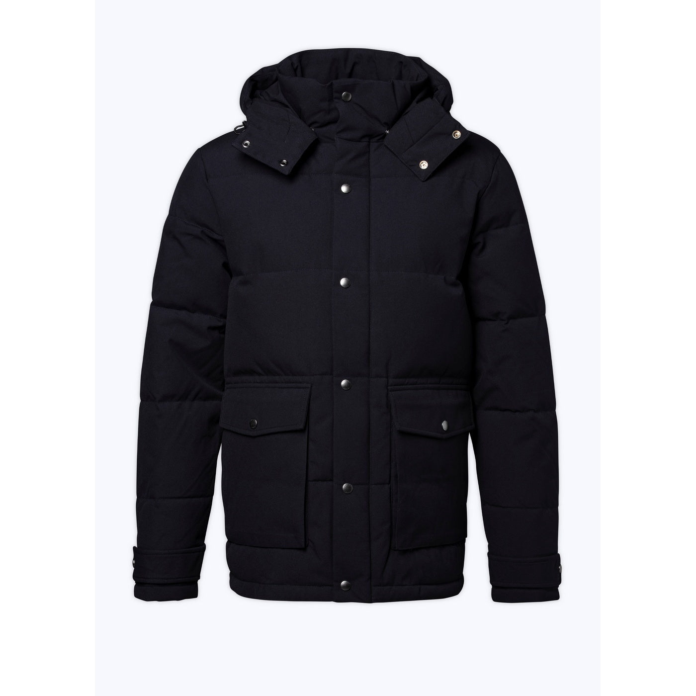 Hooded Down Jacket In Water-Repellent Canvas - Blue