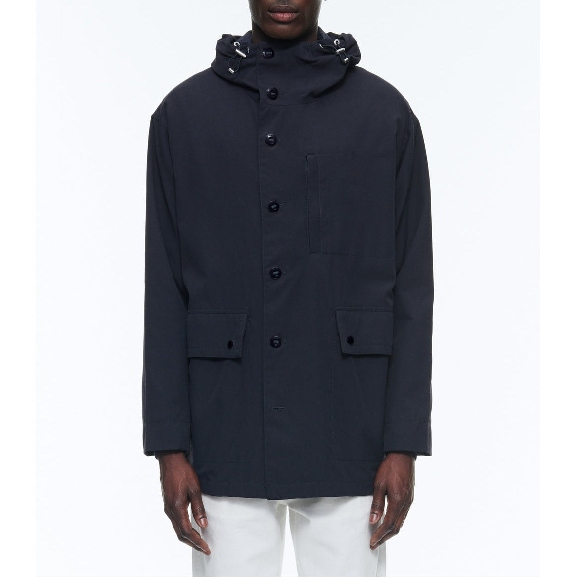 Nautical Parka In Technical Canvas - Navy Blue