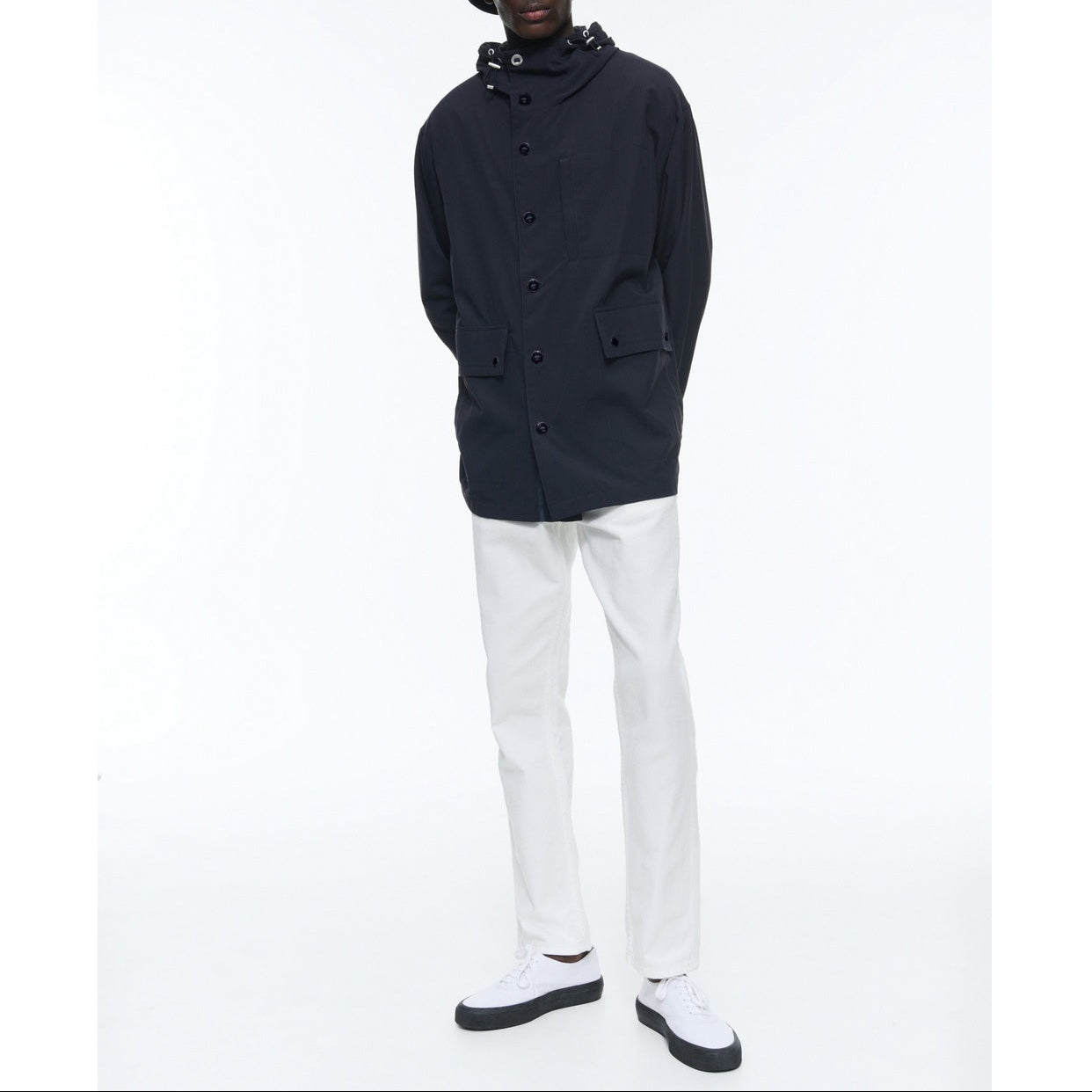 Nautical Parka In Technical Canvas - Navy Blue