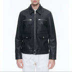 Fursac - Blouson Cuir Zippé Vachette - Noir