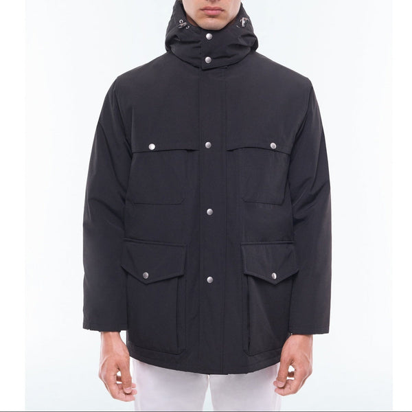 Quilted Multi-Pocket Parka - Black
