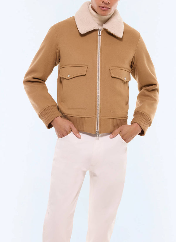 Bomberjacka i ylletyg – naturbeige