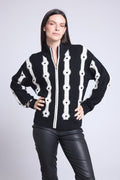 Cárdigan de Contraste Maddie - Negro y Blanco - Mujer