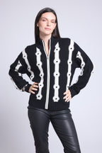 Cárdigan de Contraste Maddie - Negro y Blanco - Mujer