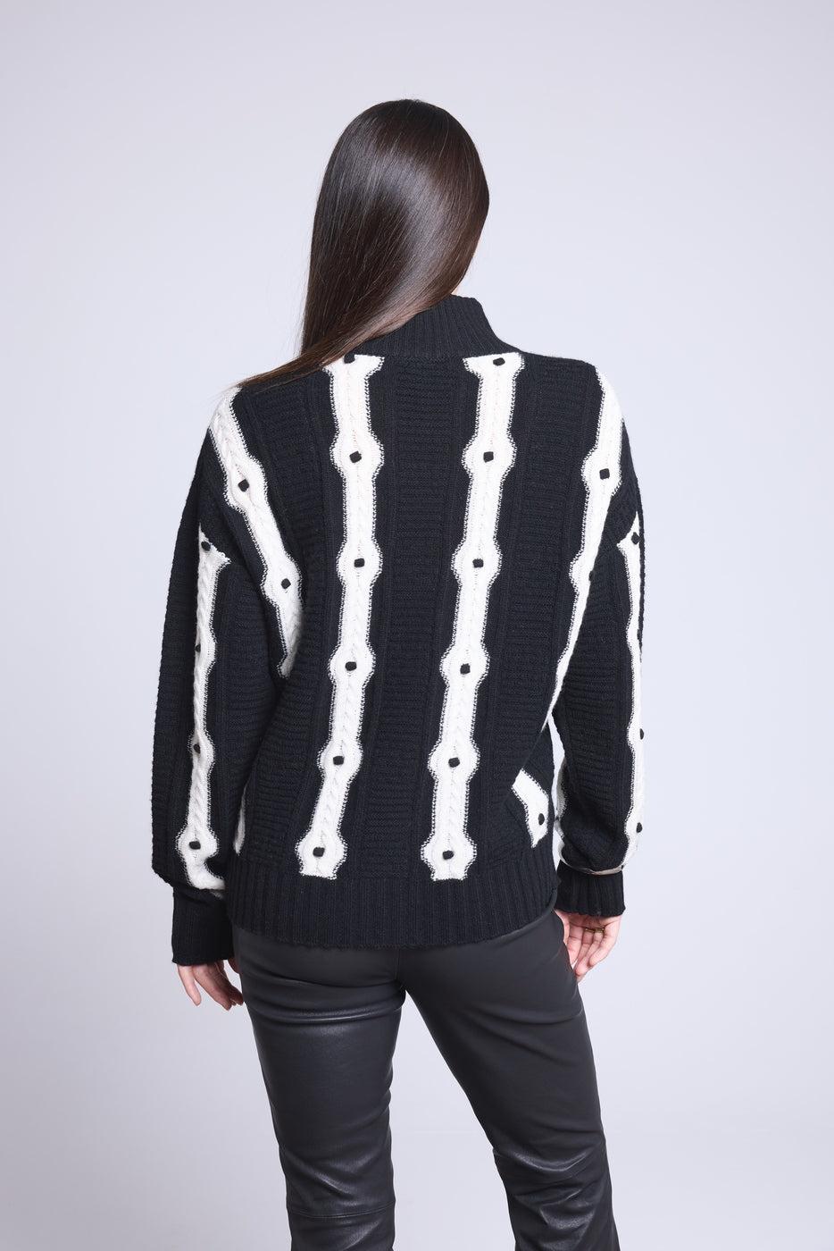 Cárdigan de Contraste Maddie - Negro y Blanco - Mujer