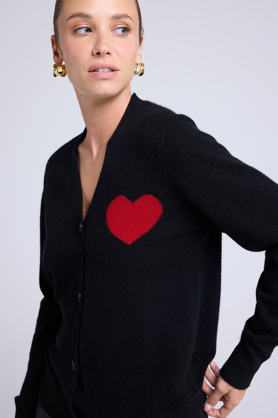 Madrilena Heart Cardigan - Black Red