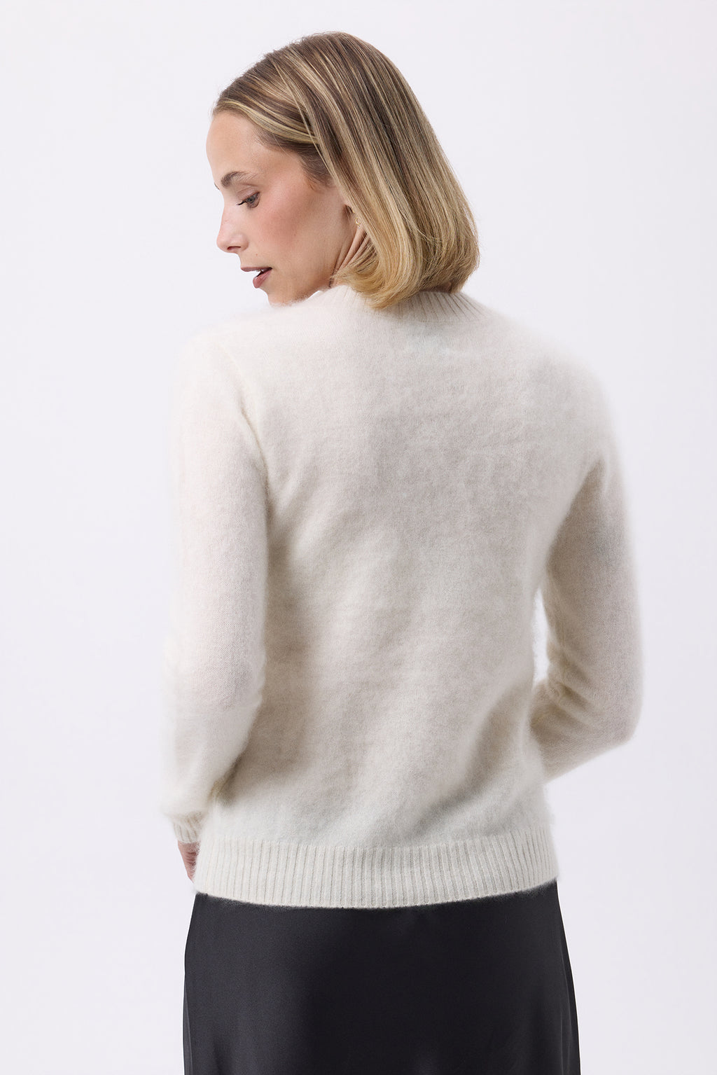 Cuello en V – Cachemira cepillada Mael - Blanco - Mujer