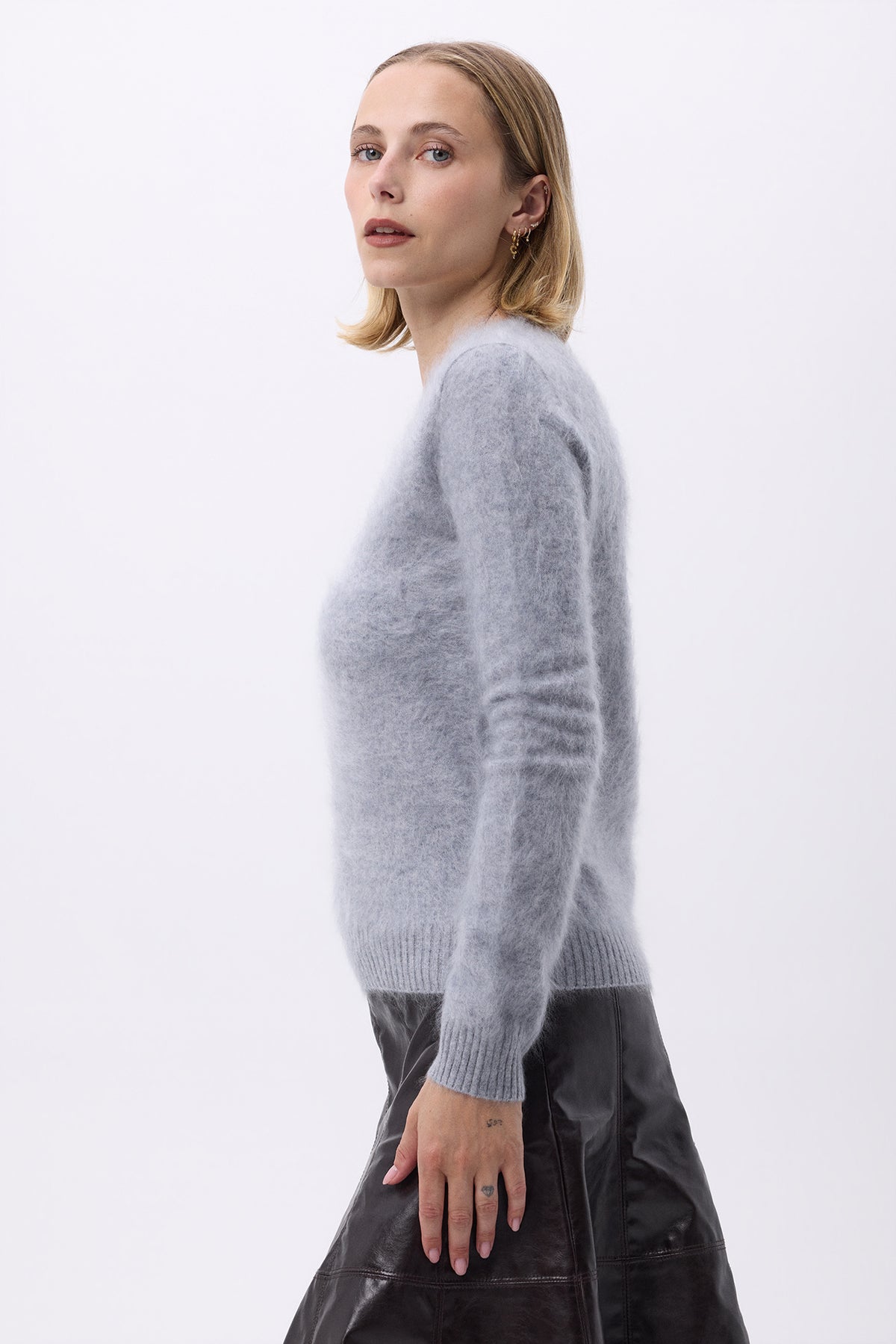 V-Neck – Brushed Cashmere Mael - Lichtgrijs - Dames