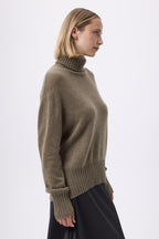 Oversize-Rollkragenpullover F Maeva - Khakigrün - Damen