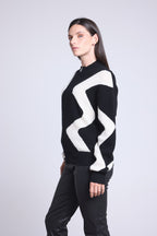 Chaqueta con Cremallera Gráfica Magali - Negro y Blanco - Mujer