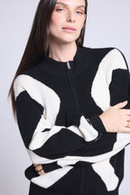 Chaqueta con Cremallera Gráfica Magali - Negro y Blanco - Mujer