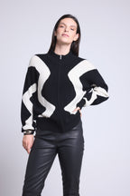 Chaqueta con Cremallera Gráfica Magali - Negro y Blanco - Mujer