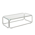 Maggy - Mesa de Centro - Vidrio Templado Transparente y Estructura en Cromo