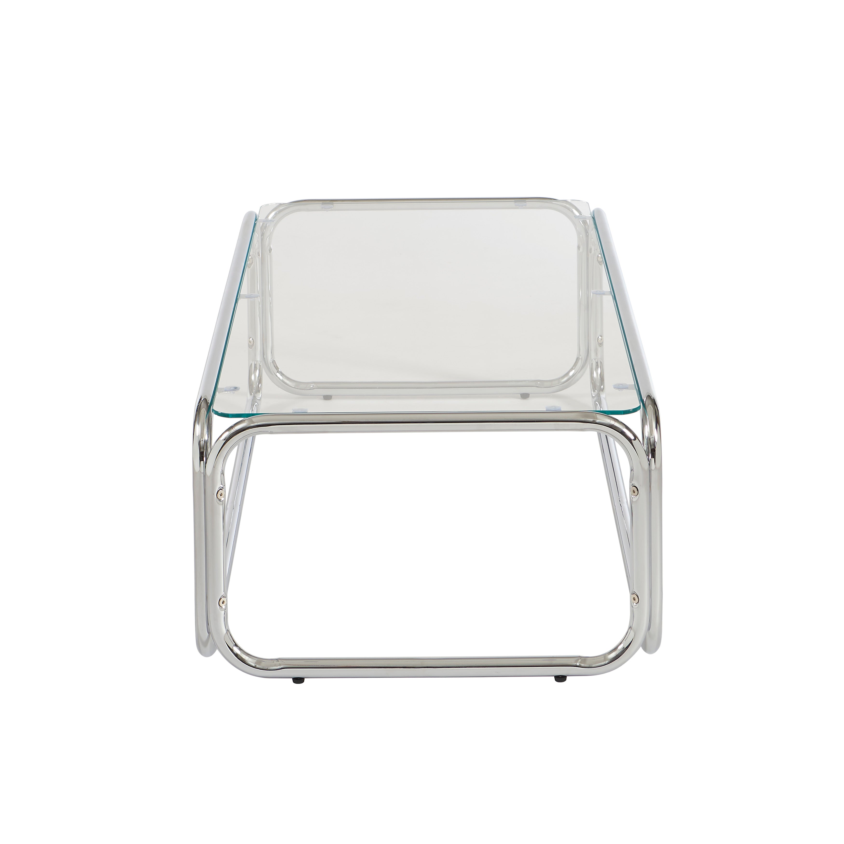 Maggy - Mesa de Centro - Vidrio Templado Transparente y Estructura en Cromo