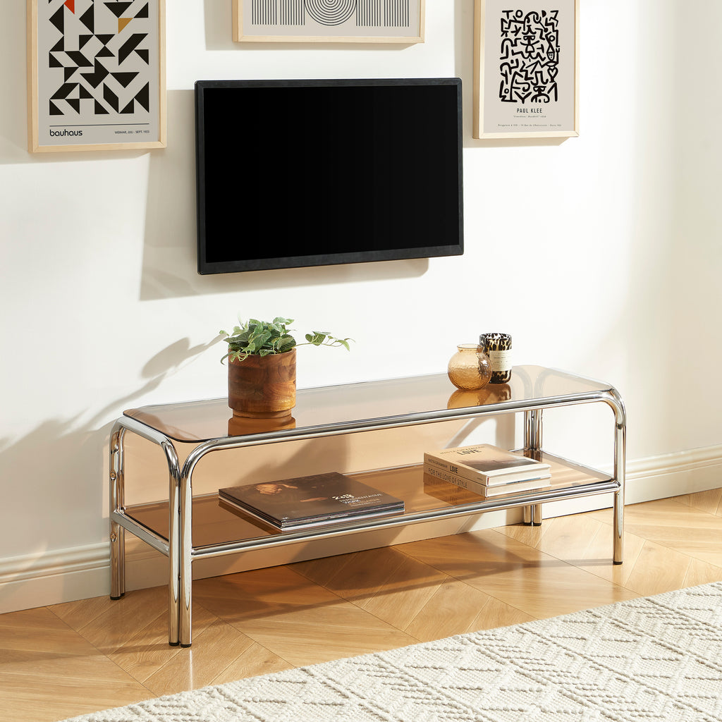 Maggy - Mueble para Televisión - Estructura Naranja Oscuro Y Cromo