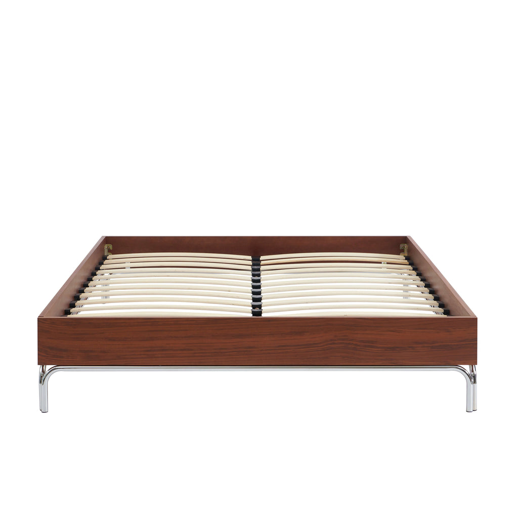 Maggy - Bed - Chenille Fabric - Walnut