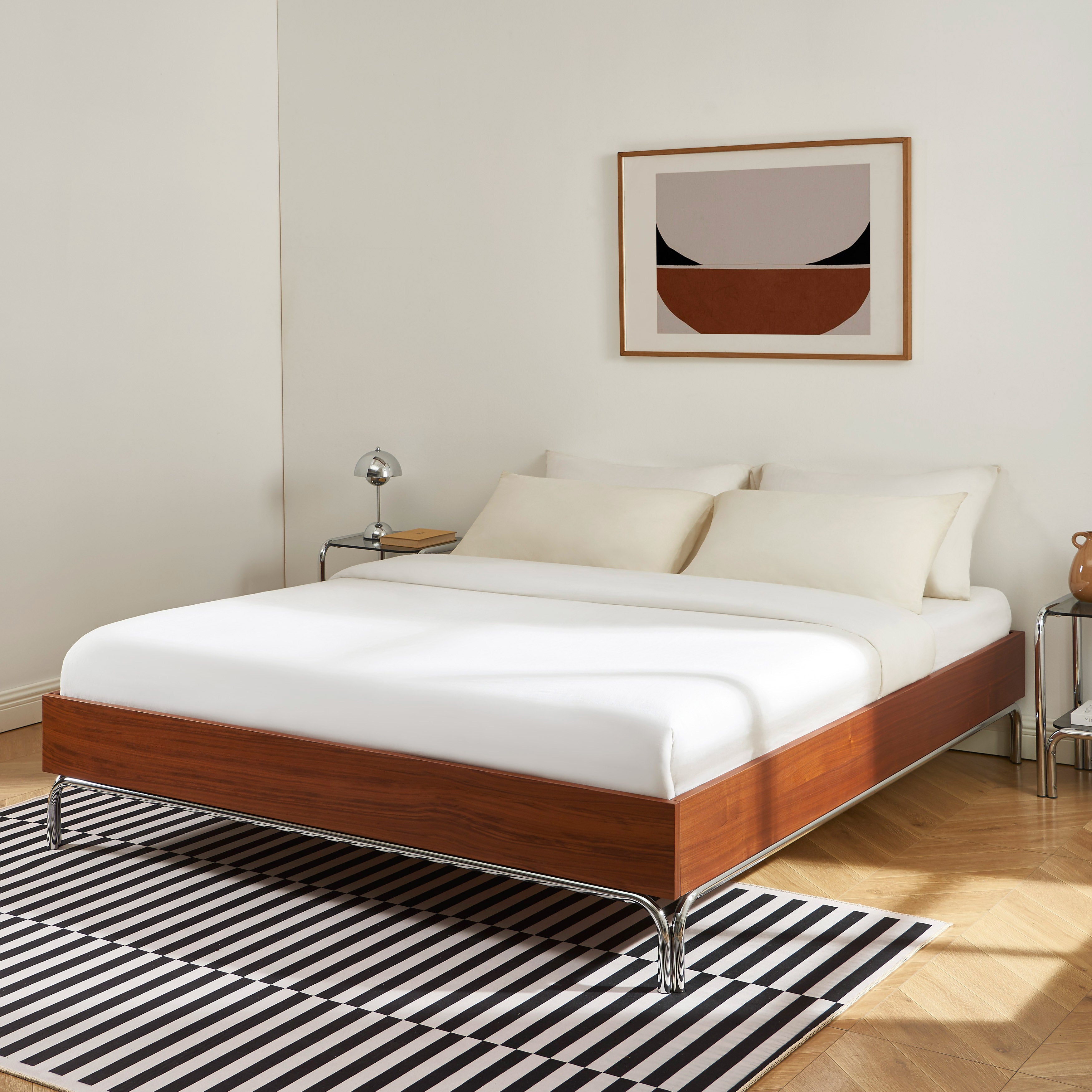 Maggy - Bed - Chenille Fabric - Walnut