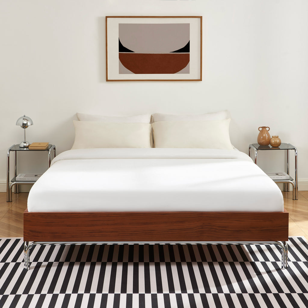 Maggy - Bed - Chenille Fabric - Walnut