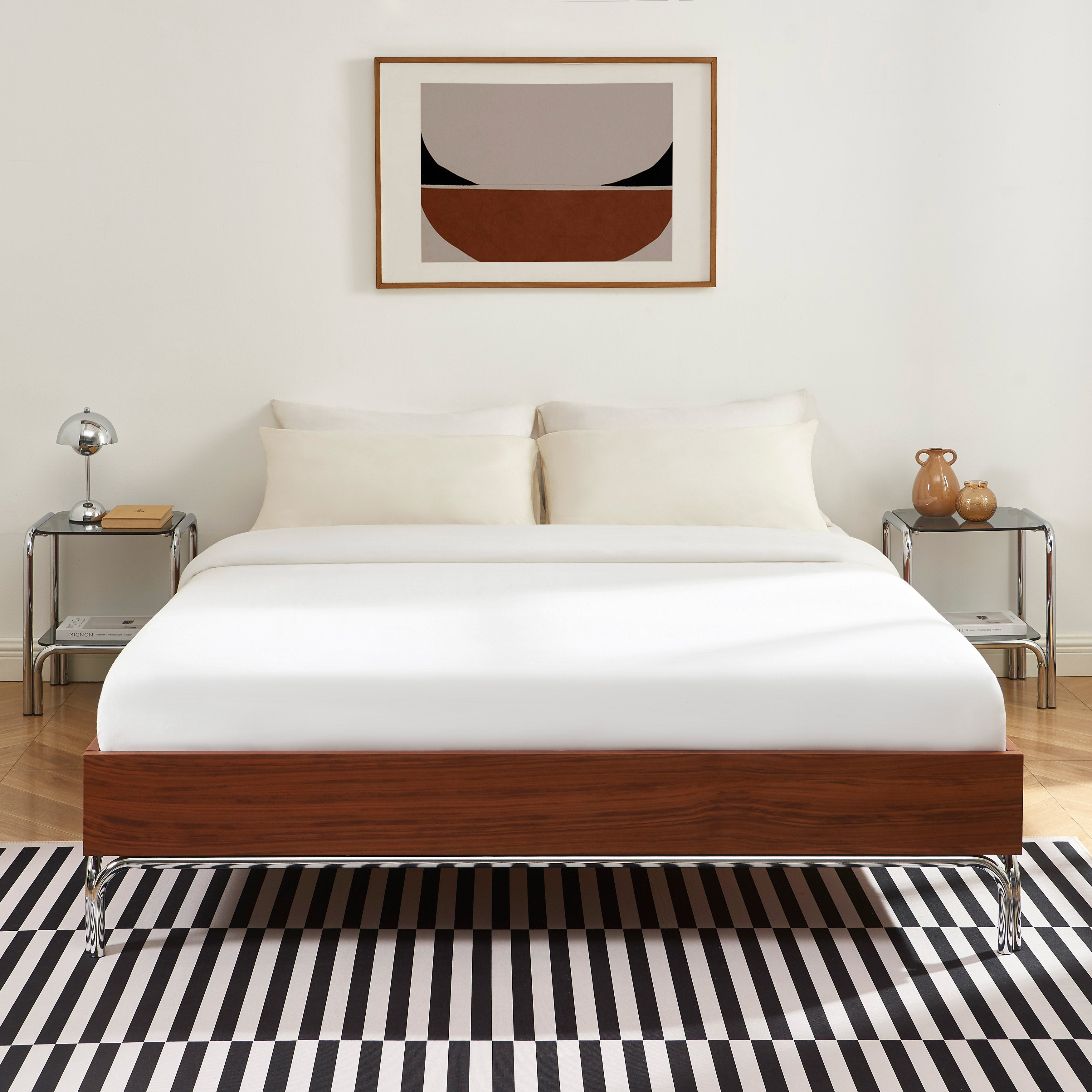 Maggy - Bed - Chenille Fabric - Walnut
