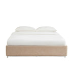 Maggy - Lit - Bouclette - Beige Et Pieds Métal Noir
