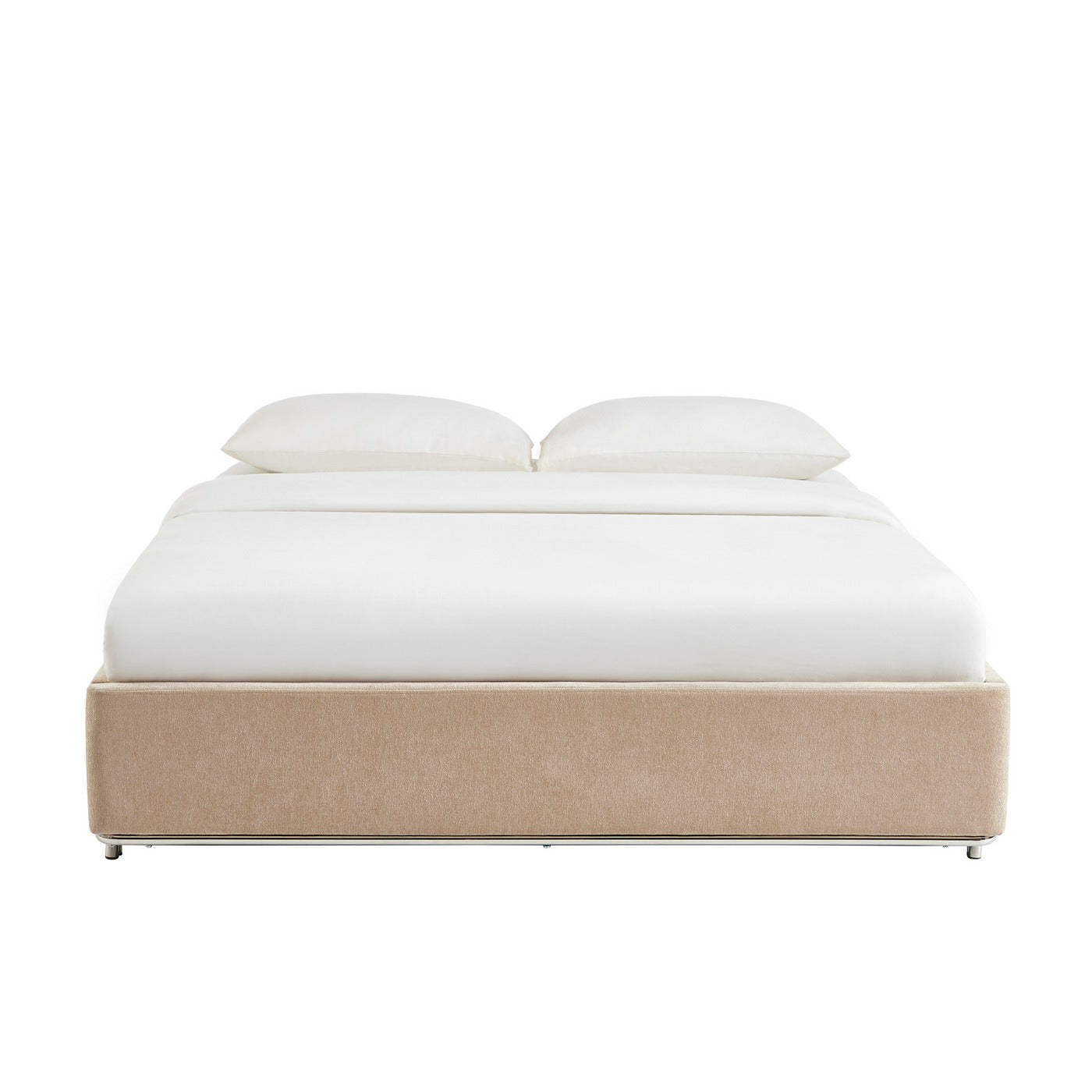 Maggy - Lit - Bouclette - Beige Et Pieds Métal Noir