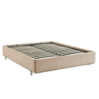 Maggy - Lit - Bouclette - Beige Et Pieds Métal Noir