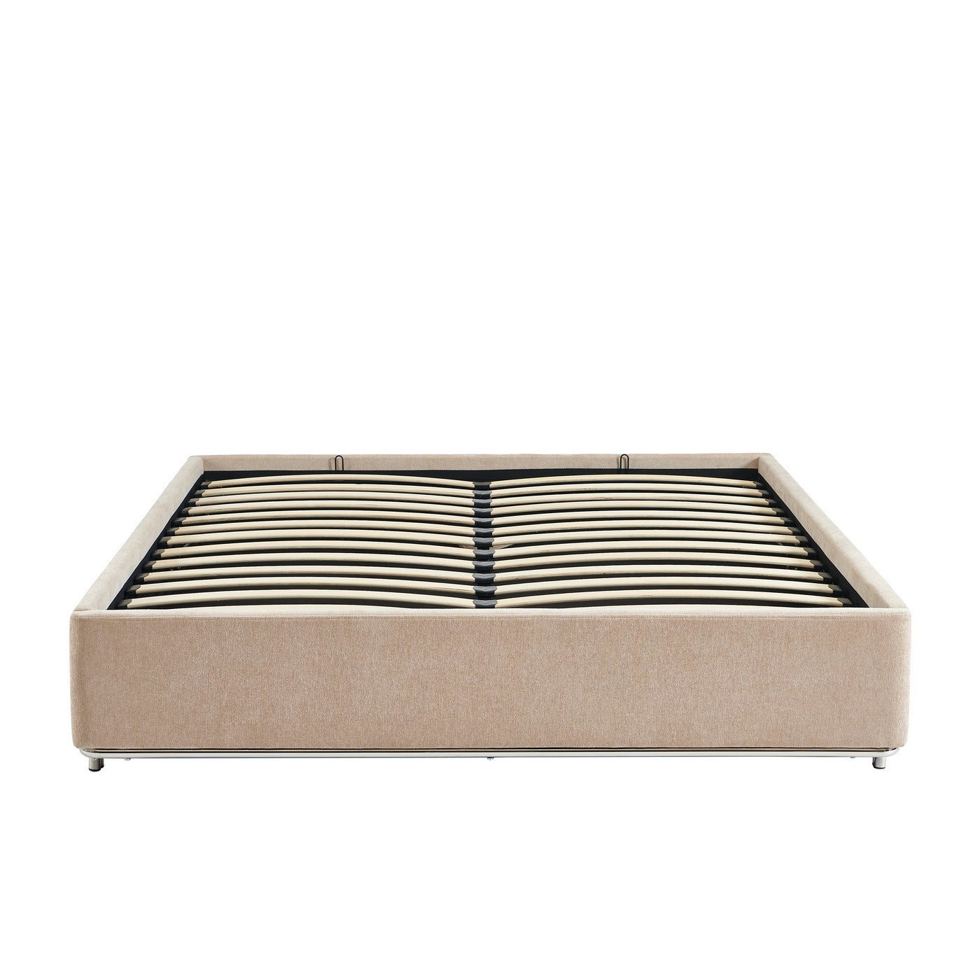 Maggy - Lit - Bouclette - Beige Et Pieds Métal Noir
