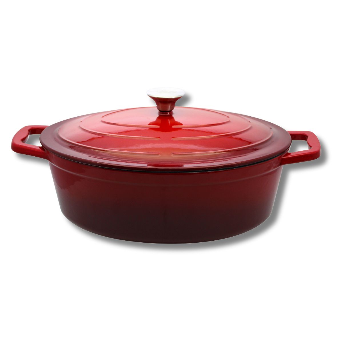 Cocotte Ovale En Fonte Émaillée De Long Rouge Cerise Elo - Rouge