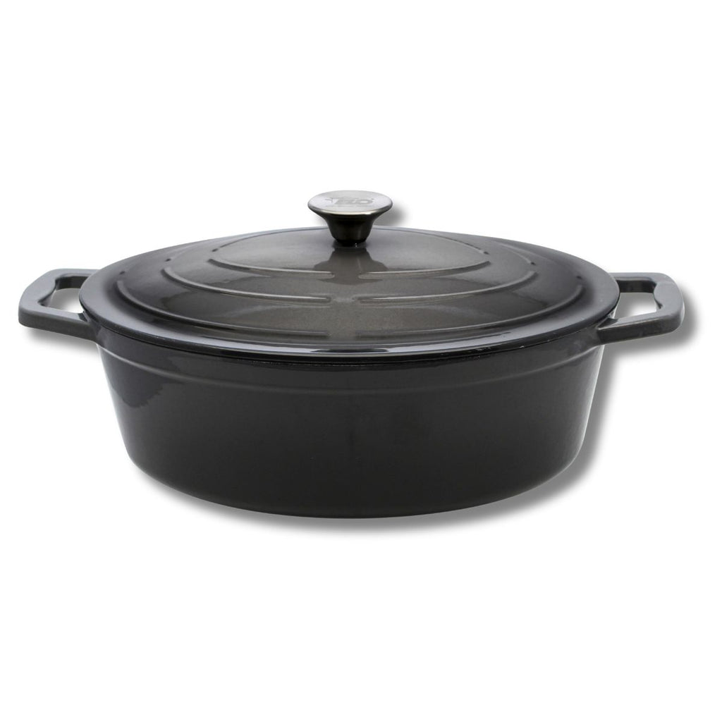 Cocotte Ovale En Fonte Émaillée Gris Classique Elo - Gris