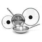 Lot De 2 Poêles À Frire Inox Et 2 Couvercles En Verre Fackelmann Rhona - Transparent/Gris