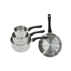 Set Poêle Et 3 Casseroles En Inox Fackelmann Geneva - Inox/Noir