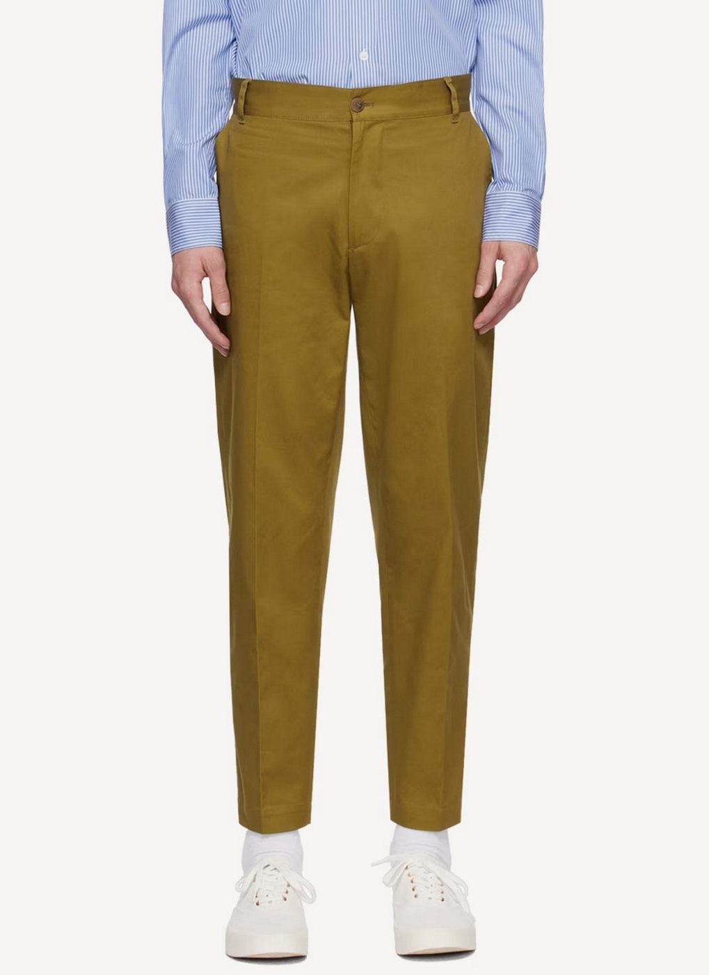 Maison Kitsune - Large Pleated Bermuda - Khaki Stripe - Homme