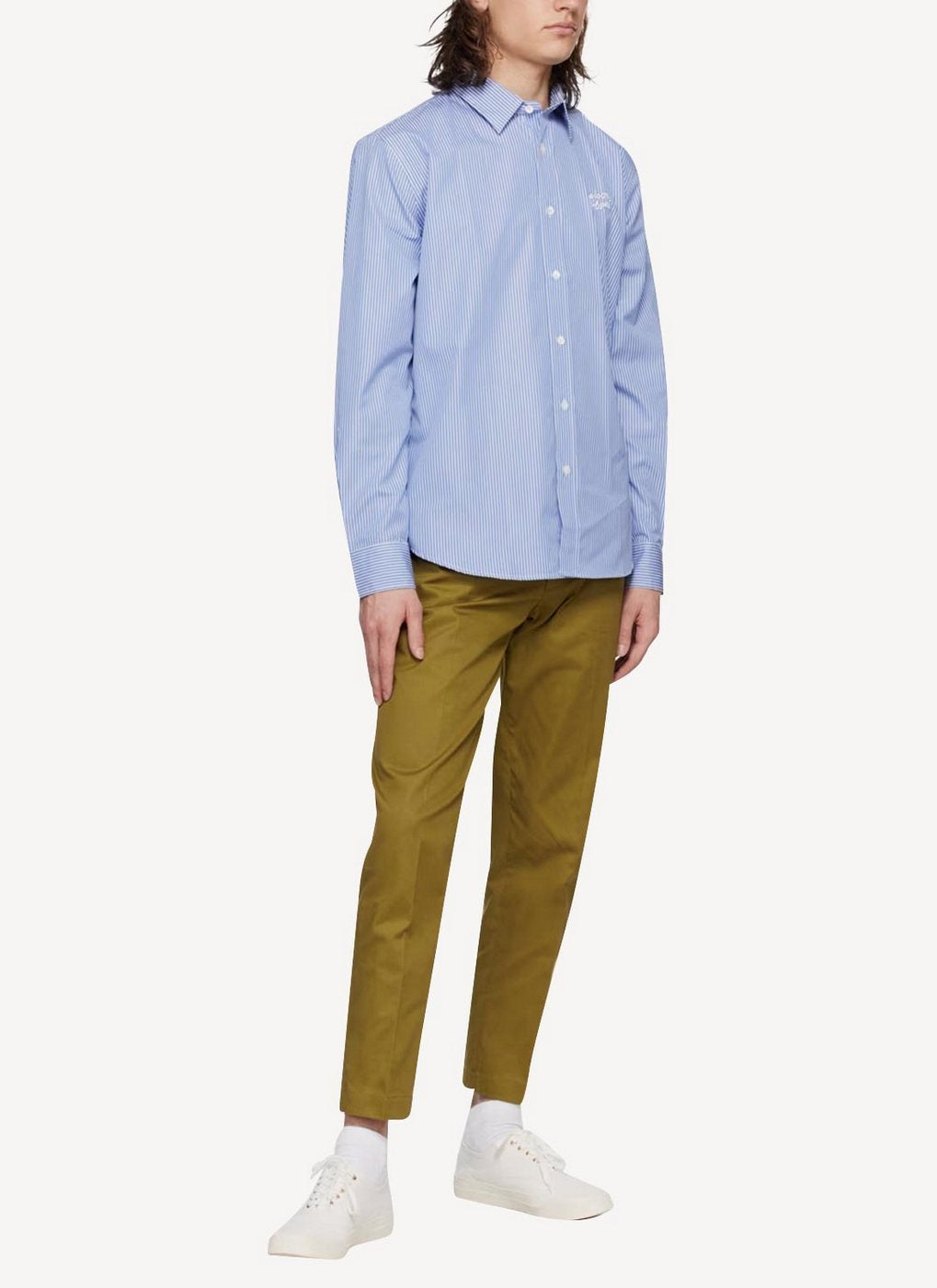 Maison Kitsune - Large Pleated Bermuda - Khaki Stripe - Homme