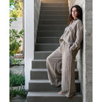 Pantalon En Lin Et À Rayures Tu