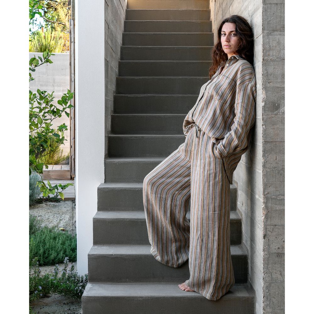 Pantalon En Lin Et À Rayures Tu