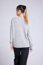 Maglione Scollo a V Oversize Cuciture Manon - Grigio Chiaro