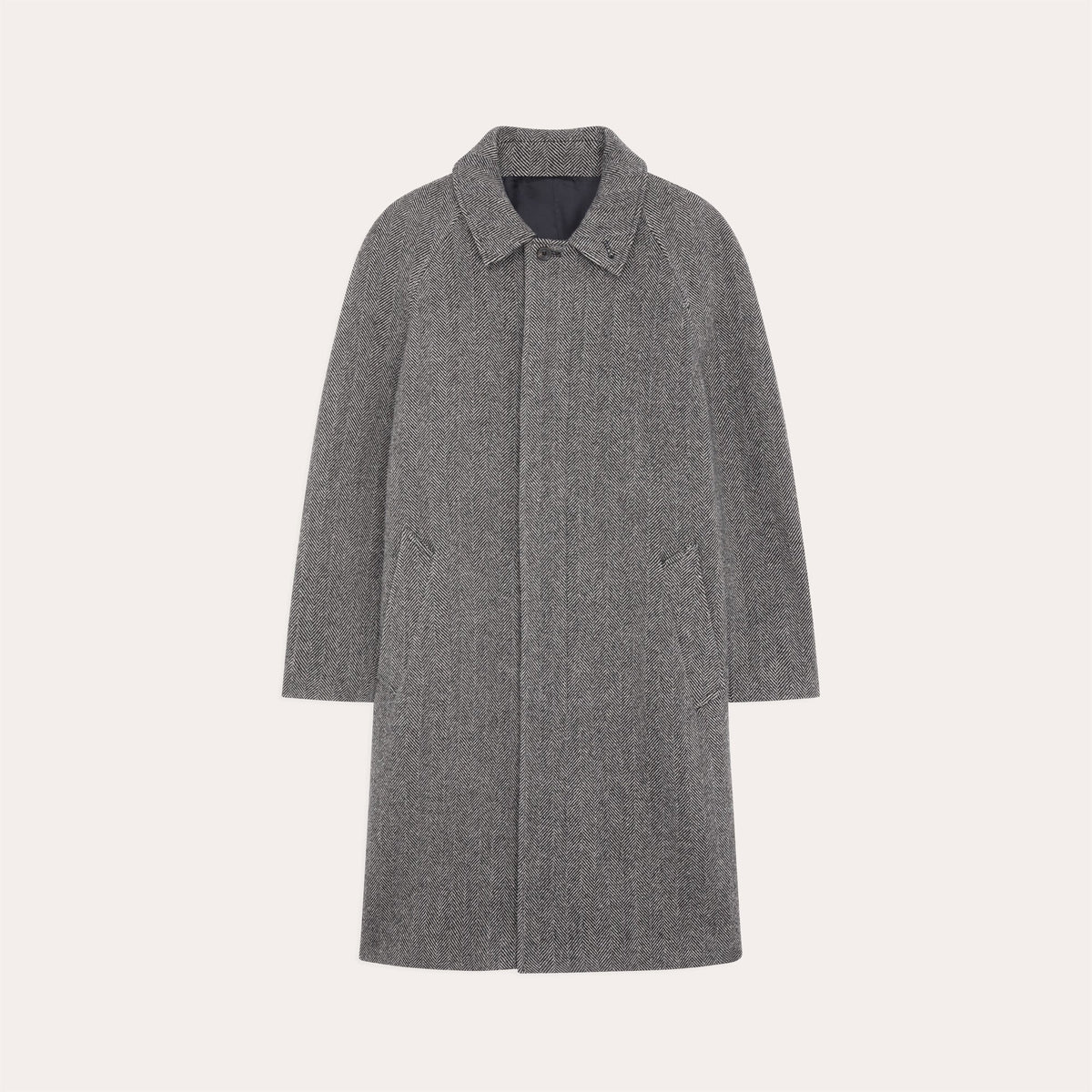 Manteau Balmacaan En Laine Vierge Gris