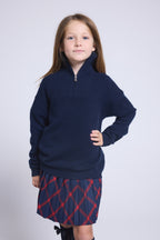 Pull Col Montant Zippe Marchy - Bleu Marine - Enfant