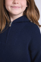 Pull Col Montant Zippe Marchy - Bleu Marine - Enfant